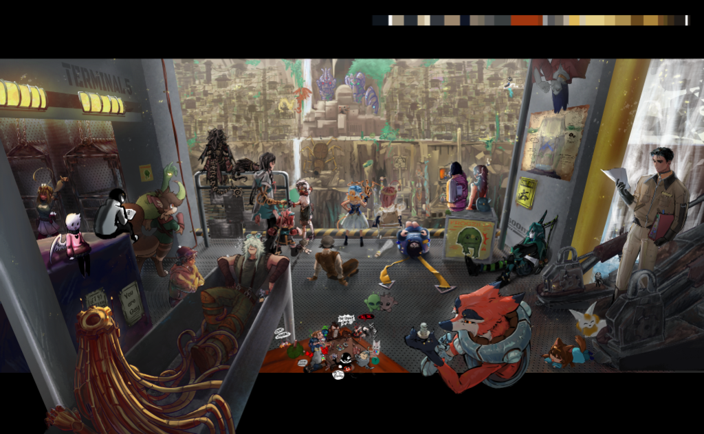 DOWN UNDAH, an Art Jam piece painted together by 120 artists in Magma