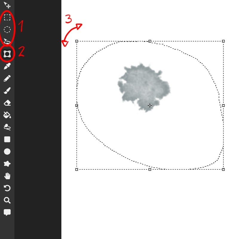 Rotate a part of you canvas first by using a selection tool, then switching to your transform tool.