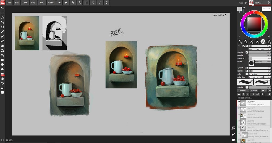 Screenshot from our still life painting Classroom stream.