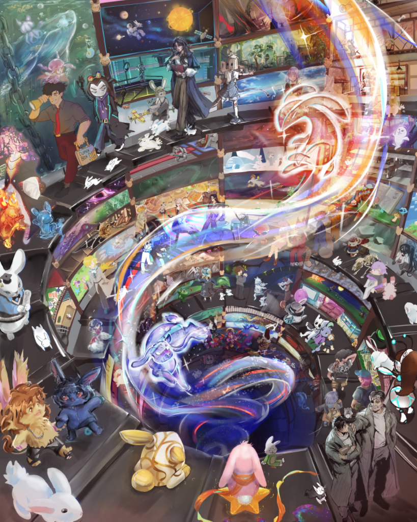 Into The Rabbit Hole, an Art Jam piece painted together by 404 artists in Magma
